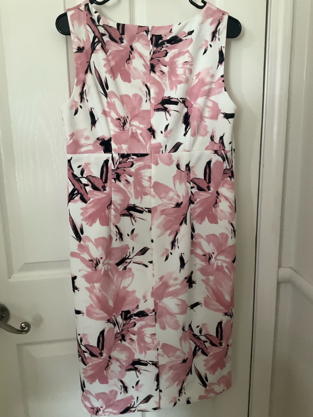 Evan Picone White Midi Dress with Pink Floral Print 8 M